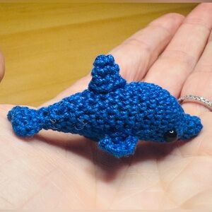 HANDMADE Crochet Tiny Amigurumi Dolphin in Blue